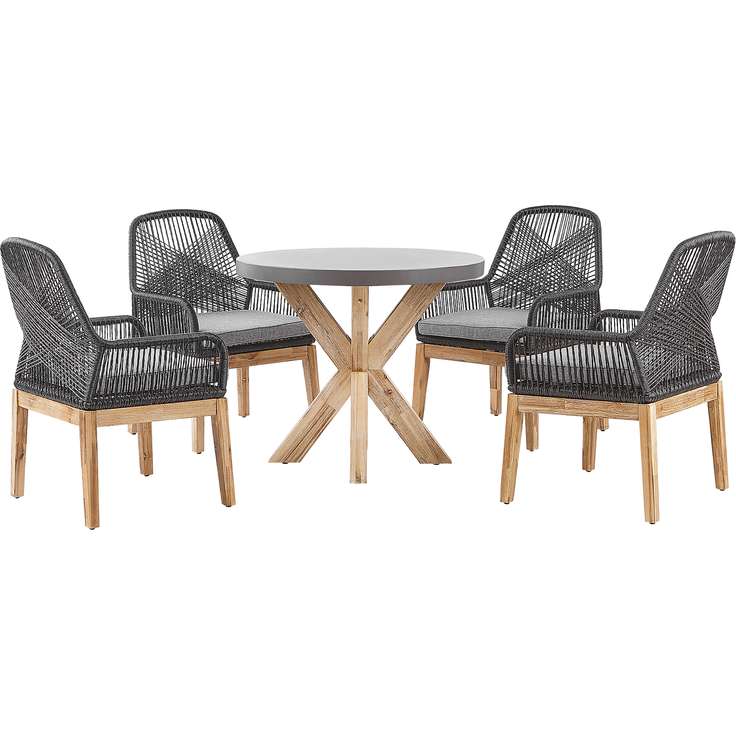 Gartentisch Set OLBIA Beton 90x90x76 cm Schwarz