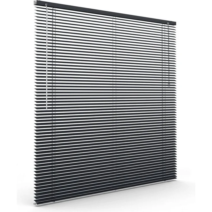 Victoria M. Jalousie LightLess Prime Aluminium-Jalousie 50x130 cm Schiefergrau matt, mit Bohren, ohne Bohren, geklemmt oder verschaubt, L Profil 25 mm Lamellen, feuchtigkeitsbeständig, verdunkelnd – Bild 2