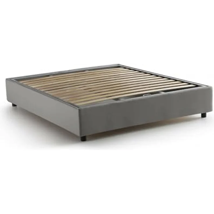 Talamo Italia - Maria Doppelbett, Bettkasten mit Stoffbezug, 100 % Made in Italy, Öffnung vorne, geeignet für 160 x 200 cm Matratze, Grau – Bild 3