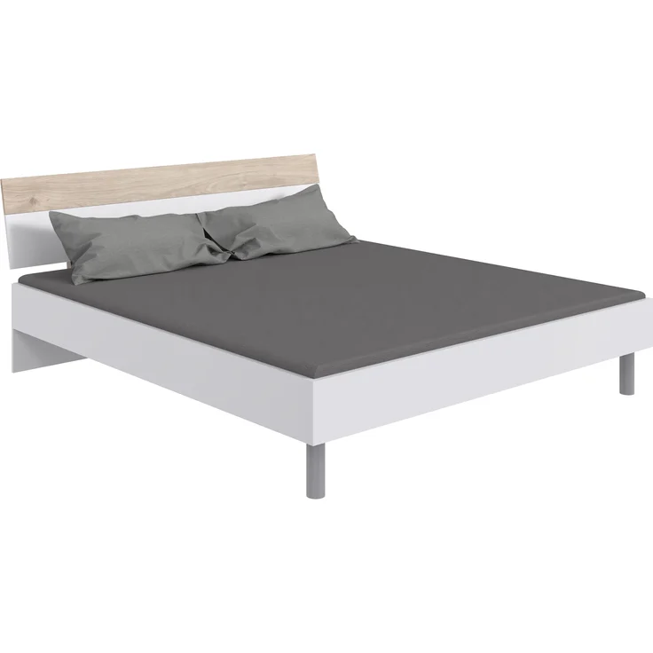 Bettanlage >Budapest< Liegefl. 180x200cm, Weiß / Hickory-Eiche-Dekor - 293x81x210cm (B/H/T) – Bild 3