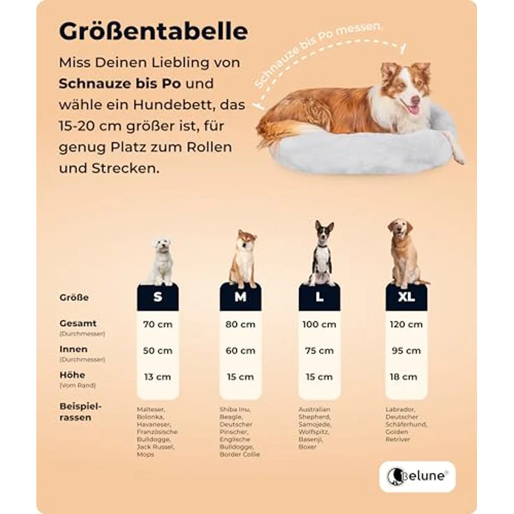 Belune Tierbett Deluxe - kuschelweiches Donutkissen - Made in Germany, vegane Materialien, verschiedene Größen und Farben, extra gemütlich, Made in Germany – Bild 7