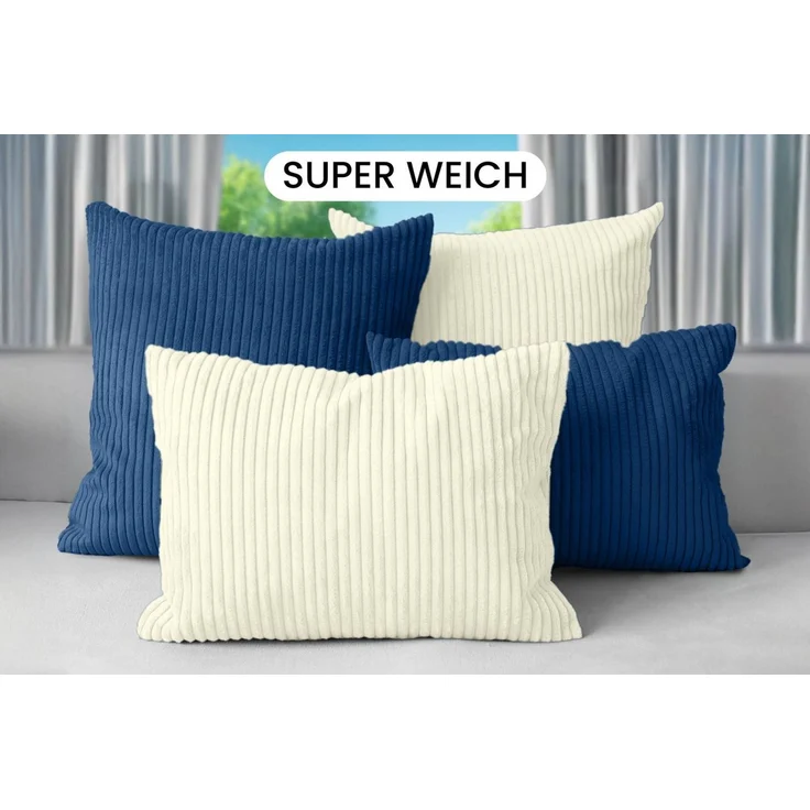 Amilian Dekokissen Sofakissen Cord-Optik 4er Set mit Füllung 2x 40x40 + 2x 35x45 cm, mit Füllung, Hotelverschluss, formstabil – Bild 2
