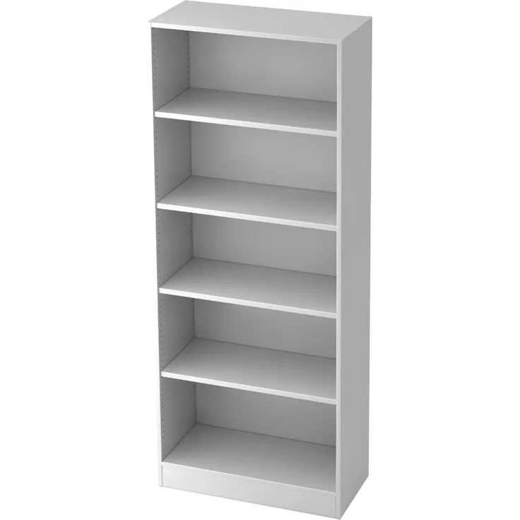 bümö office Regal weiß, Standregal Holz - Aktenregal für Ordner & Bücher, Bücherregal 80 cm breit, 5 OH Regal Wand, Büroregal, Holzregal, Ordnerregal, Buchregal, Wandregal, Büromöbel, 6000-W