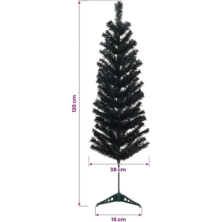 vidaXL Künstlicher schlanker Weihnachtsbaum 120 cm PVC und Stahl 42055250 – Bild 3