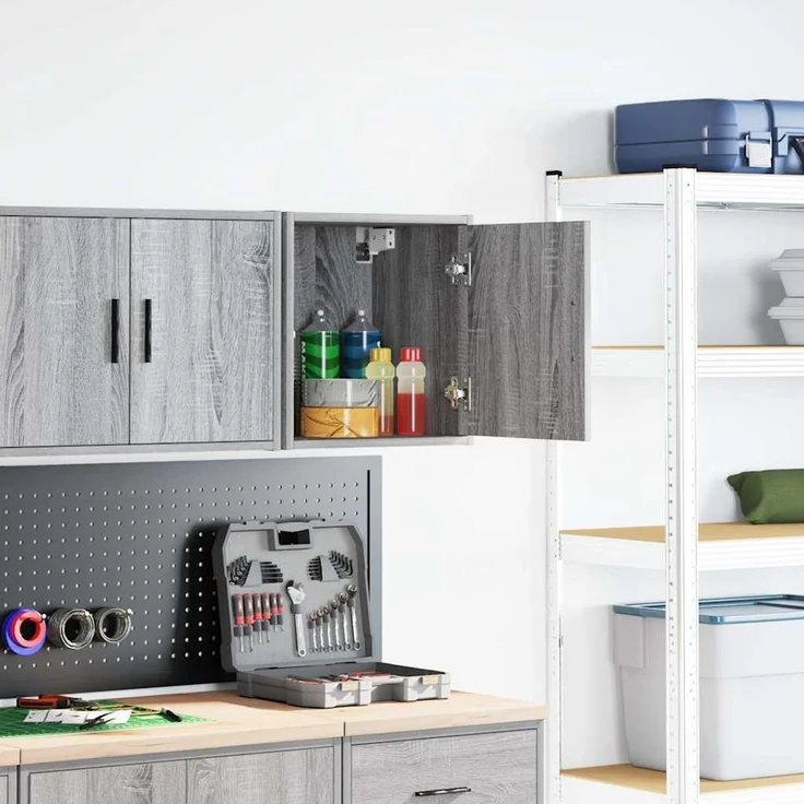 vidaXL Garagen-Wandschrank Grau Sonoma Holzwerkstoff 860635 – Bild 2