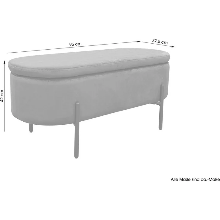 byLIVING Bank NOVA/Samt/Metall schwarz pulverbeschichtet/Polsterbank mit Stauraum/B 95, H 42, T 37,5 cm (Samt, dunkelgrün) – Bild 2