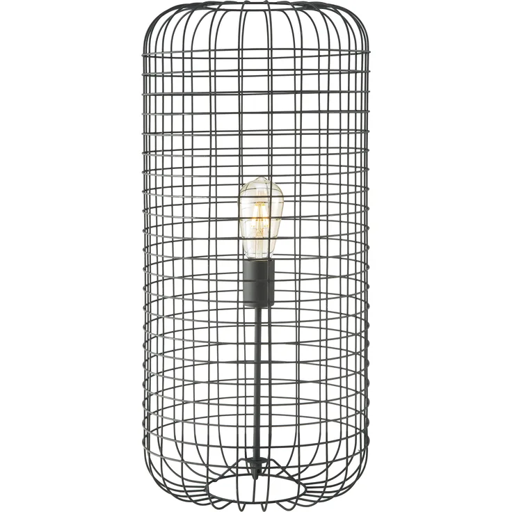 JUST LIGHT Tischleuchte FABIO, Vintage-Look CAGE aus Metall, für E27 Leuchtmittel bis 60 Watt, schwarz, 67 cm hoch