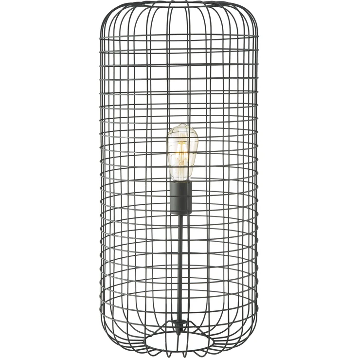 JUST LIGHT Tischleuchte FABIO, Vintage-Look CAGE aus Metall, für E27 Leuchtmittel bis 60 Watt, schwarz, 67 cm hoch
