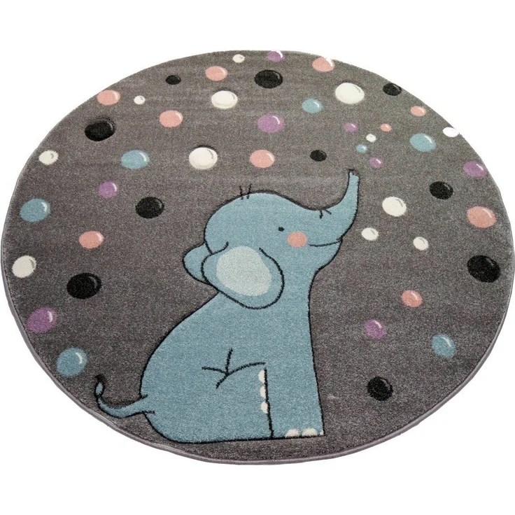 Carpetia Kinderteppich Teppich Kinderzimmer Elefant Punkte grau blau, rechteckig, Höhe: 13 mm – Bild 2