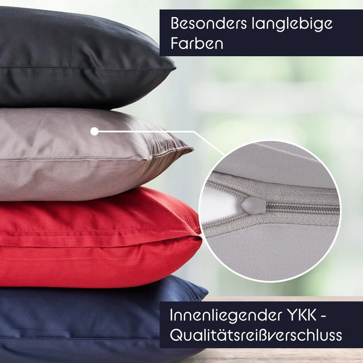 Blumtal Kissenbezüge Premium Mako Satin Kissenbezug, superweich aus 100% Baumwolle, (1 Stück), OEKO-TEX zertifiziert – Glanzoptik & farblich passender Reißverschluss – Bild 5
