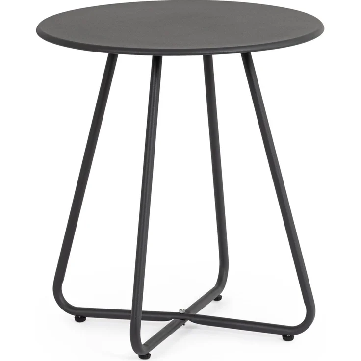 Gartenbeistelltisch Lebaj aus Metall, modern rund, anthrazit, Ø 45 cm, pulverbeschichtet