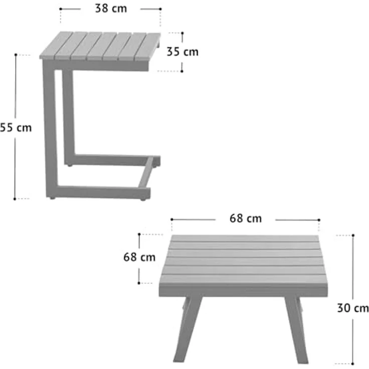SVITA Gartenlounge-Set GRENADA, (4-tlg, 1x 3-Sitzer, 1x 2-Sitzer, 1x Couchtisch, 1x Beistelltisch), Multifunktionslounge, Gartenliege, Metallgestell, inkl. Kissen – Bild 5