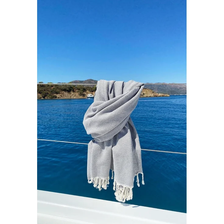 Mijolnir 'Likya - Grey' Fouta (Strandtuch), Grau, 95 x 190 cm – Bild 3