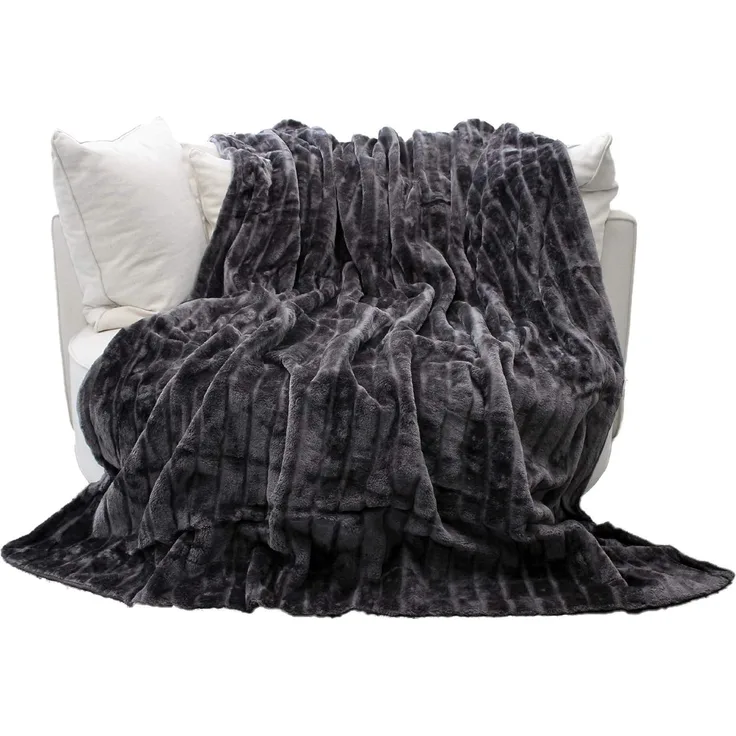 Brandsseller Felldecke, Hochwertige Kuscheldecke, Decke, Wohndecke, Nerzdecke, Plaid, Webpelzdecke, Tagesdecke (Grau)