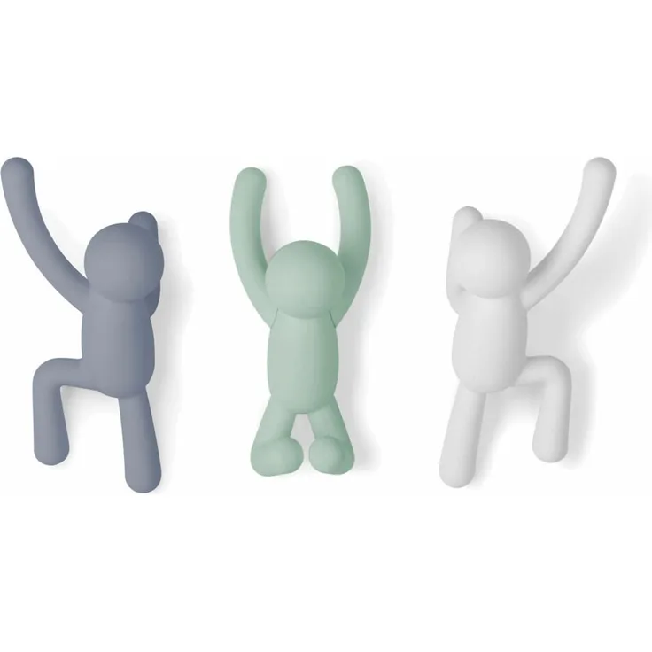 Umbra Buddy Kleiderhaken, 3er Set, Kleider Haken, Garderobehaken, Wandhaken, Kunststoff, Pastell, 7. 5 cm, 318165-370