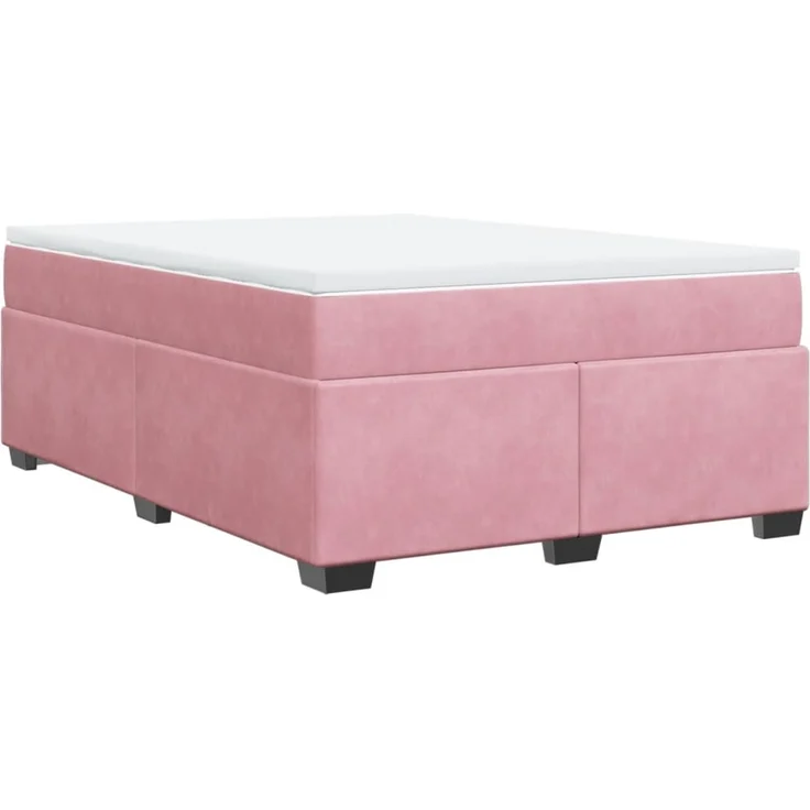vidaXL Boxspringbett mit Matratze Rosa 140x190 cm Samt 3285286 – Bild 2