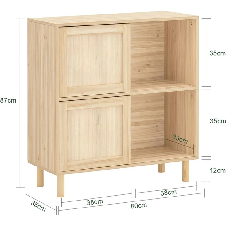 SoBuy FSB87-N Sideboard, MDF, Papierfurnier, Natur, 80 x 87 x 35 cm – Bild 3