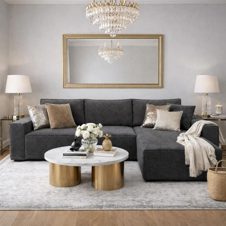 KRISAN MÖBEL Ecksofa EDEN in Anthrazit 235 x 75 x 144 cm, modernes Ecksofa mit Schlaffunktion Links und Rechts montierbar in – Bild 6