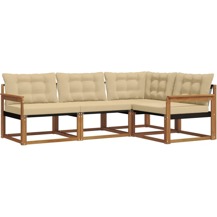 vidaXL Outdoor-Sofagarnitur 4 stk. 4-Sitzer Natur und Beige 3369404 – Bild 2