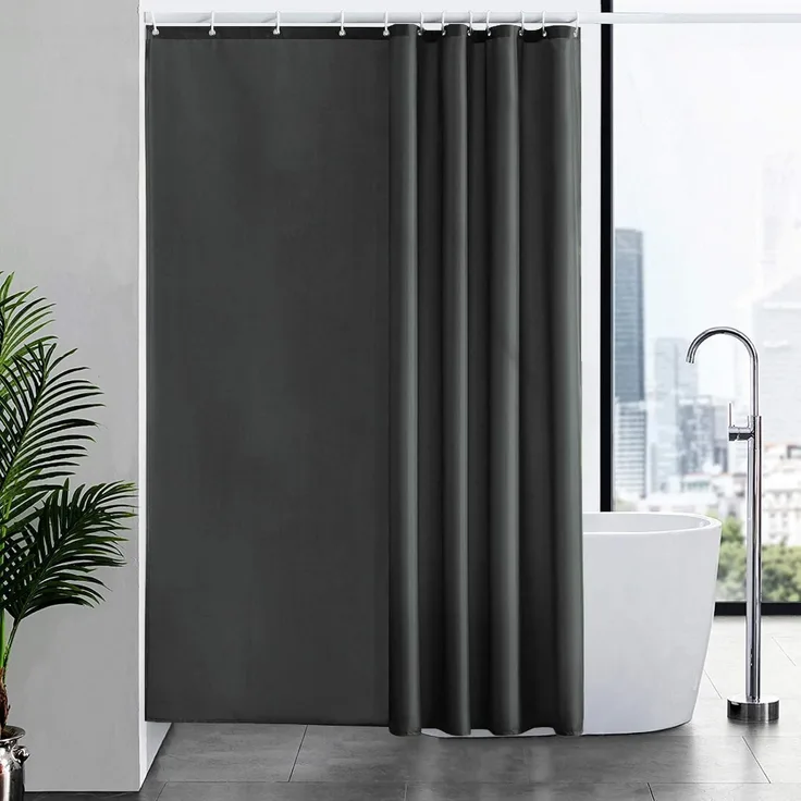Furlinic Textiler Duschvorhang 180x210 Wasserdicht Anti-Schimmel mit 12 Ringen