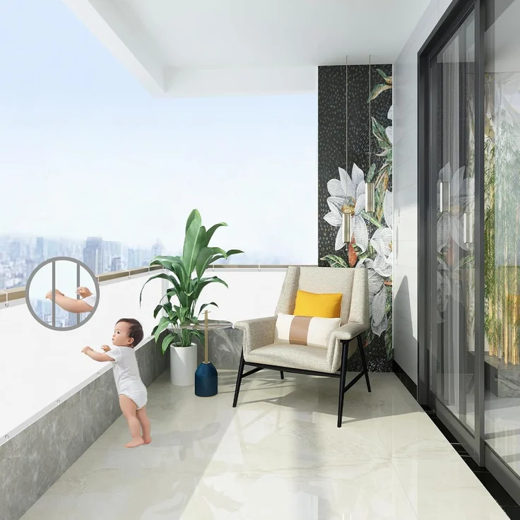 AXT SHADE Balkon Sichtschutz Wetterfest 100x300 cm Balkonverkleidung Balkonabdeckung Balkonbespannung Blickdichte Windschutz und UV-Schutz mit Kabelbinder für Balkongeländer-Weiß – Bild 4