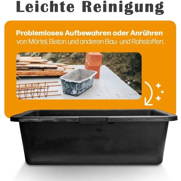 Hossi's Wholesale – 10 Stück Mörtelwanne 90 Liter für Baustelle, Haushalt, Garten, Industrie UVM. – Mörtelkübel für Mörtel, Beton, Schutt & Baustoffe – extrem Stabiler Baueimer mit verstärktem Boden – Bild 6