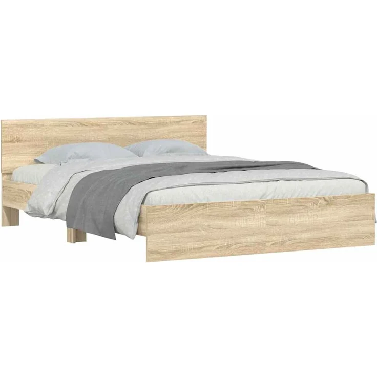 vidaXL Bettgestell mit Kopfteil Sonoma 152 x 203 cm Holzwerkstoff 3402861 – Bild 3