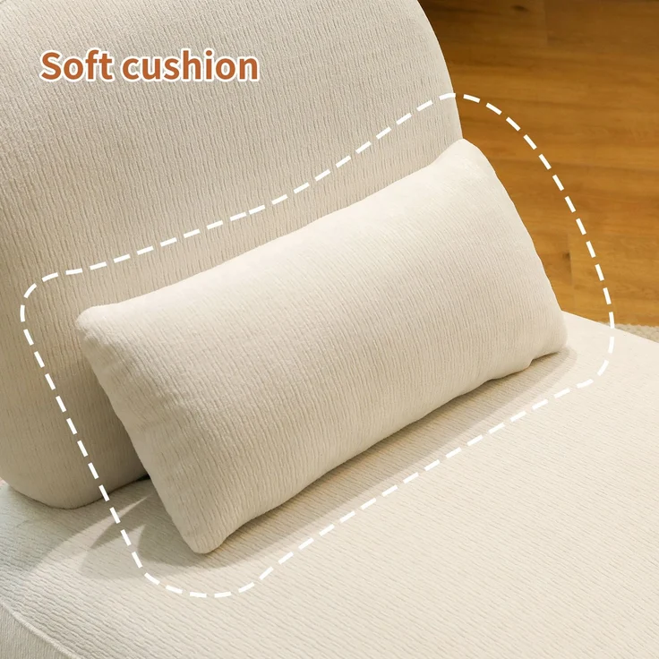 LVHOM Sessel Velvet Glamour mit Holzgestell, Loungesessel mit Kissen, Polstersessel für Wohnzimmer & Schlafzimmer, Skandi-Design, Weiß – Bild 4