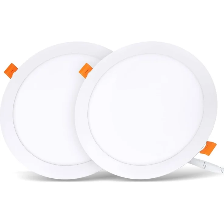 LVWIT 2x25W Ultraslim LED Einbauleuchten, ersetzt 200W Halogen, runde Deckenleuchte mit Treiber, Neutralweiß 4000K, 2250 lm, AC 230V, Downlight/Einbaustrahler/Einbauspots (2er Pack) – Bild 1