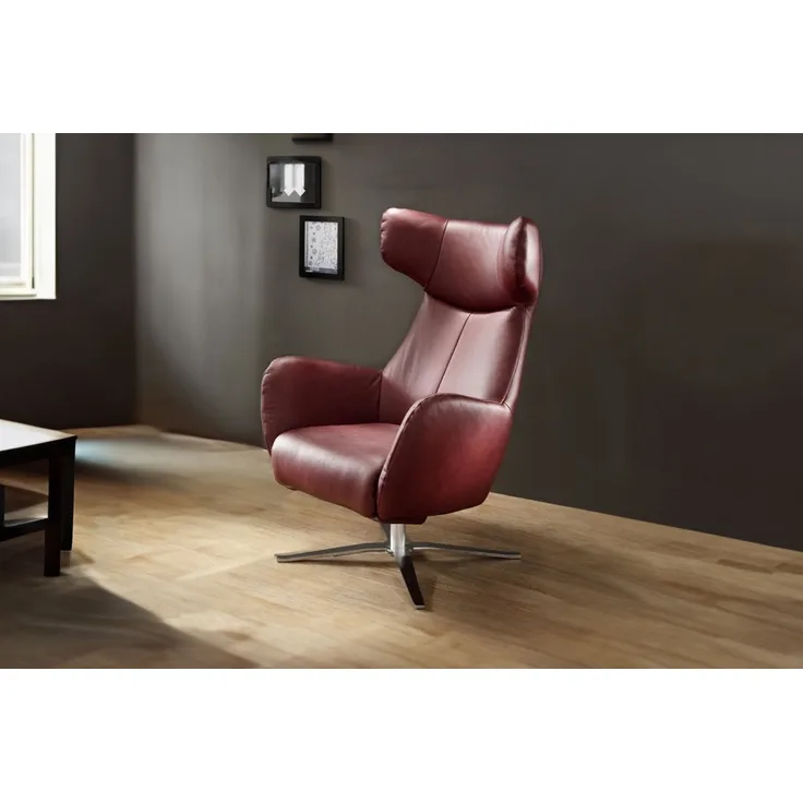 KAWOLA RANDY Drehsessel Leder rot 117 x 96 x 79 cm