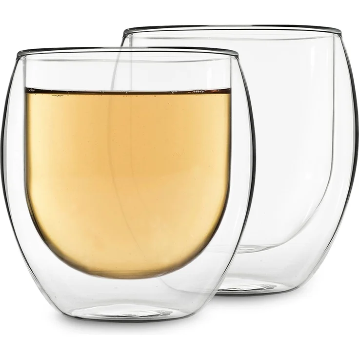 Trinkglas Jumbo | Doppelwandig | Hochwertiges Borosilikatglas | 2 x 410 ml | Unikat Transparent – Bild 1