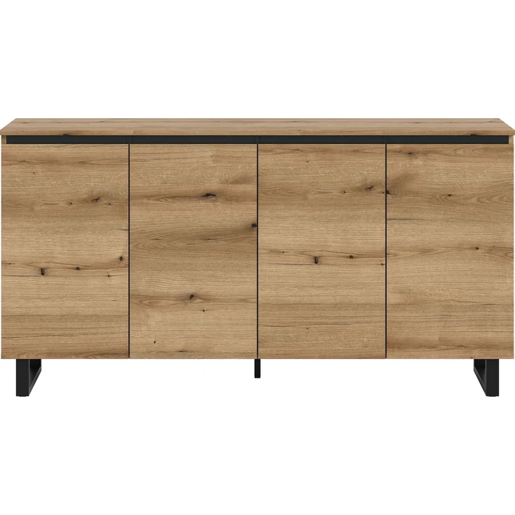 Sideboard B/H/T: 160x84x36 cm in Evoke Oak Nachbildung und schwarz – Bild 2