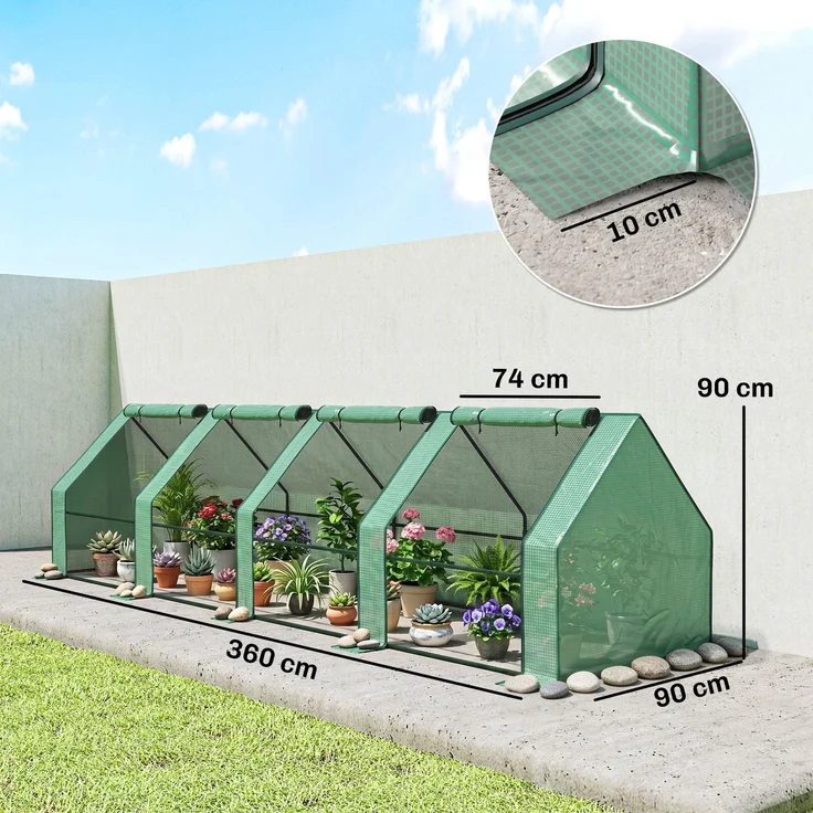 MELAYR, Mini-Gartengewächshaus, 90,5 x 25,5 x 11 cm, Grün – Bild 5