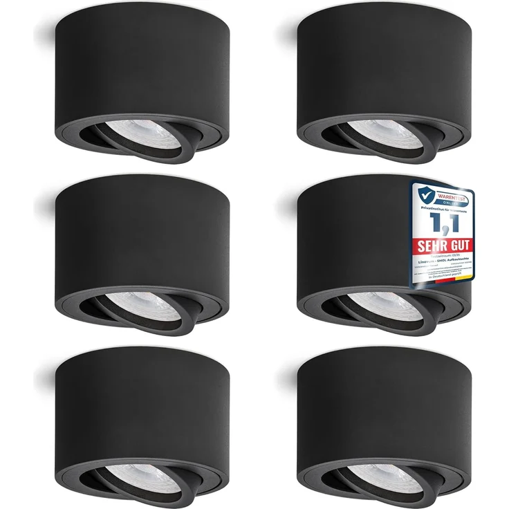 linovum LED Aufbaustrahler 6x Aufbauleuchte SMOL schwenkbar Schwarz LED 4W warmweiß Deckenspot, Warmweiß – Bild 1