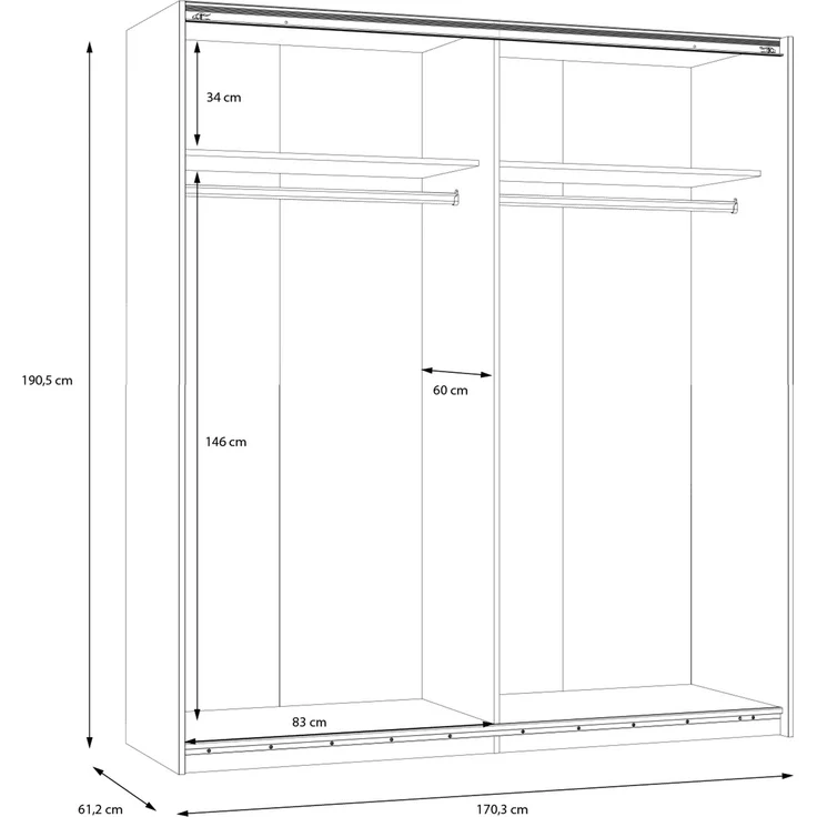 Kleiderschrank >WINNIE< in Sonoma Eiche / Weiss - 170,3x190,5x61,2cm (BxHxT) – Bild 6