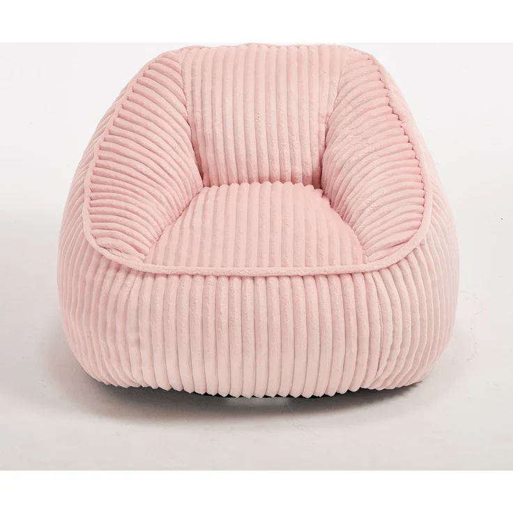 Bean Bag Stuhl mit Memory-Schaumstofffüllung, gestreifter Blasen-Plüsch, flauschig, gemütlich, gemütlicher Sofa für Wohnzimmer, Wohnungen und Schlafsäle--Rosa--98x92x73cm--YOUDENOVA – Bild 6