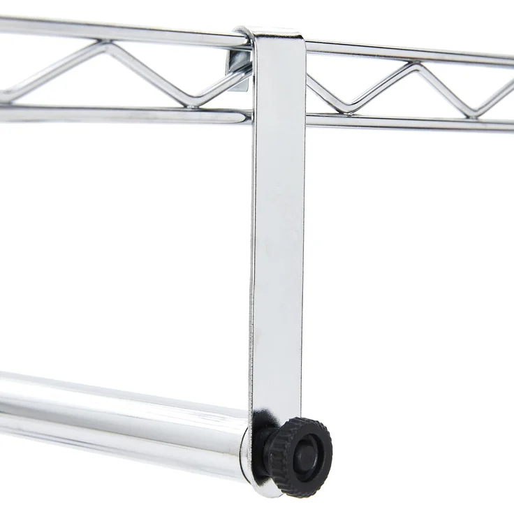Amazon Basics Doppel-Kleiderstange Offen mit Rädern und Höhenverstellbaren Regalen - Maximalgewicht 181 kg, Chromfarben, 91 cm L x 35,5 cm W x 183 cm H – Bild 4