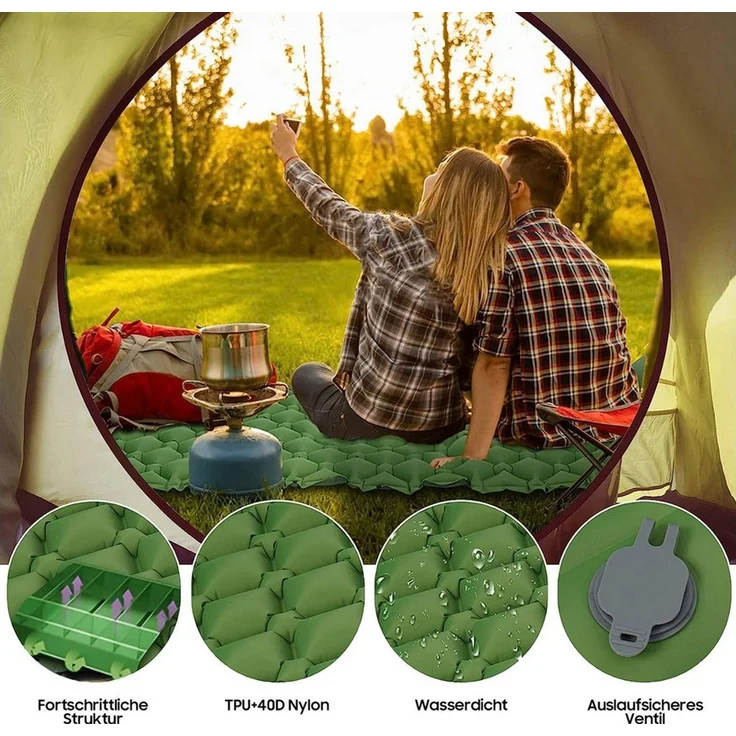 AIMAX Luftmatratze Selbstaufblasende Camping-Schlafunterlage, (mit innovativer Fußpumpe, TPU-Edelstahl-Material), 193 x 60 x 6 cm – Bild 3