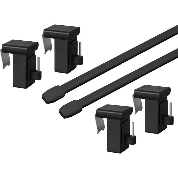 dekondo Gardinenstange Vitragestange "Bali" - 2 Stück -, ausziehbar, Fenstermontage, ohne Bohren, ohne Kleben, inkl. 4x klemmbare Fensterhaken für einen Klemmbereich von 10-27 mm – Bild 1