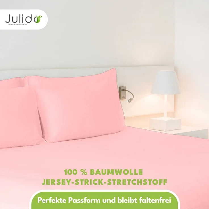 Jersey Spannbettlaken 140-160x200 100% Baumwolle weich bügelfrei komfort Rosa – Bild 4