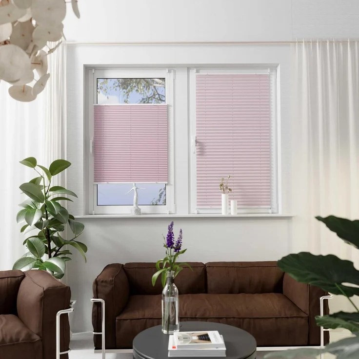 K-Home Klemmfix-Plissee Florida Rosa 95x130 cm (B x L) einzigartiges Design mit bezauberndem Lichteffekt – Bild 3