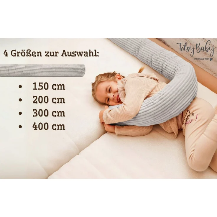 Totsy Baby Seitenschläferkissen Seitenschläferkissen Bettschlange 300 cm Baumwolle Kopfkissen Gris – Bild 2