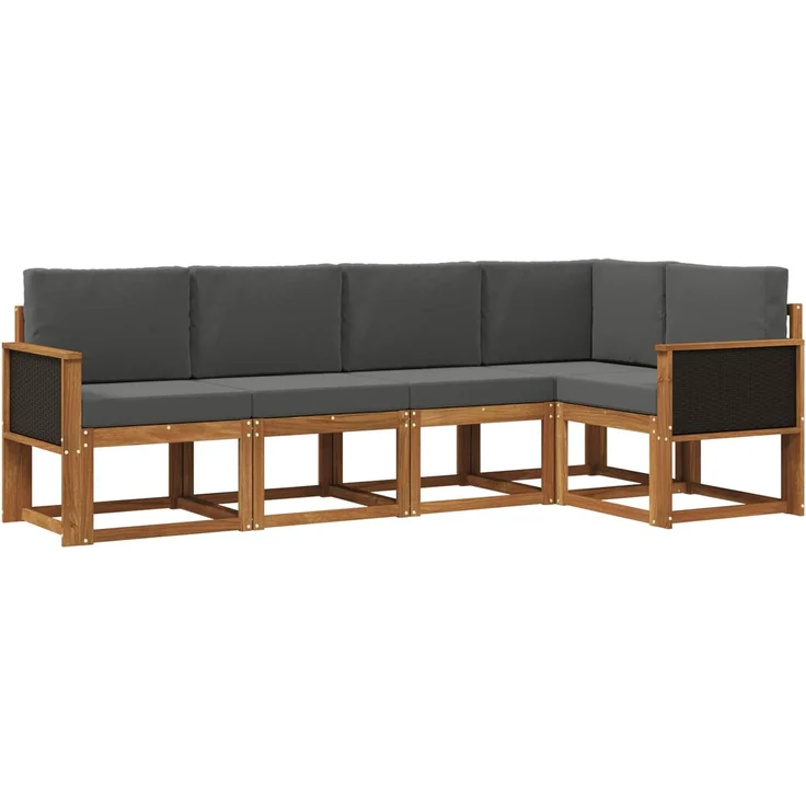 vidaXL Outdoor-Sofagarnitur 5 stk. 5-Sitzer Natur und Anthrazit 3385203 – Bild 2