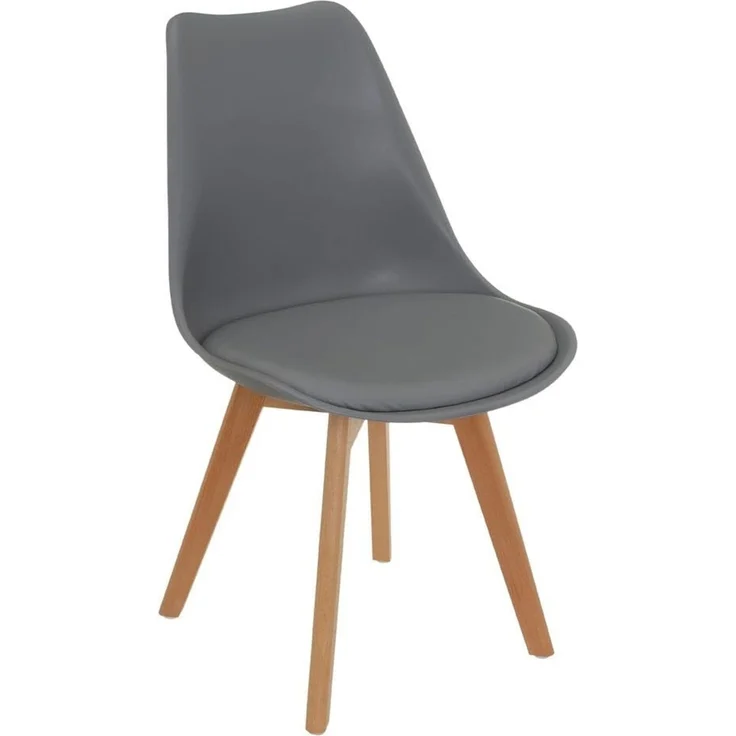 Set mit 4 Stühlen aus PP und Holz in Grau und Natur
