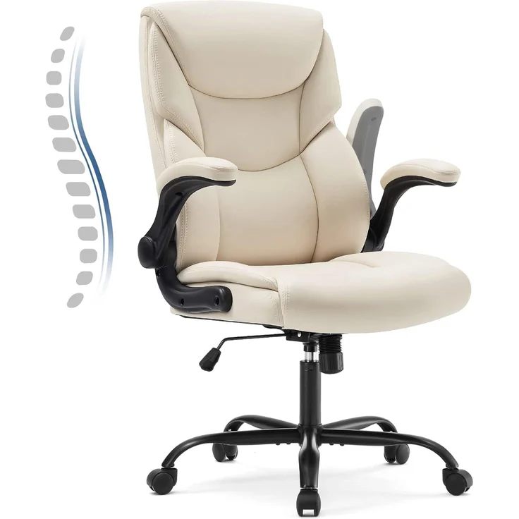 DUMOS JHK Ergonomic Adjustable Computer Desk Stuhl, Bürostuhl, Leder, weiße Orchidee