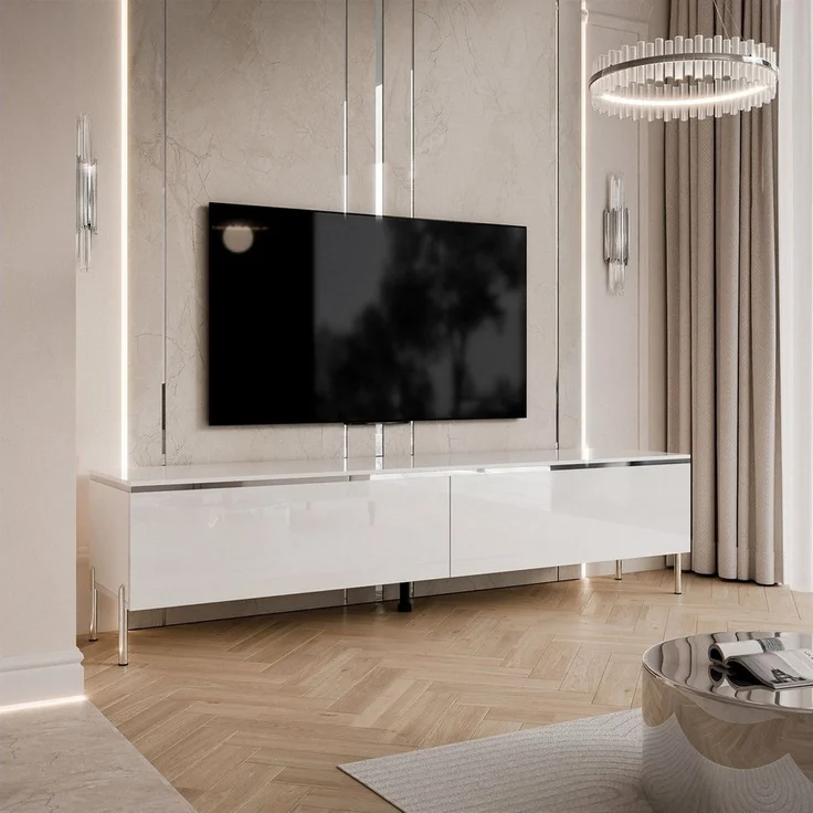 Lookway TV-Schrank AURORA SILVER auf Beinen und LED Beluchtung Breite: 180 cm – Bild 2