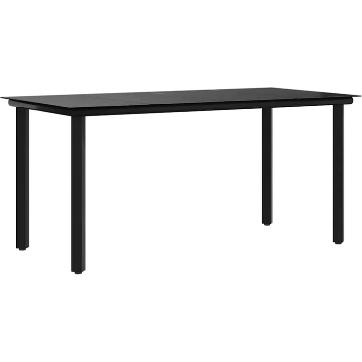 Gartentisch, Esstisch, Küchentisch Schwarz 160x80x74 cm Stahl und Hartglas – Bild 7