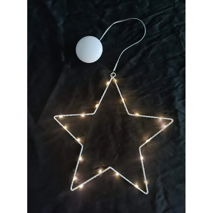 20er LED Metallstern Lichterkette Batteriekette warmweiß Deko