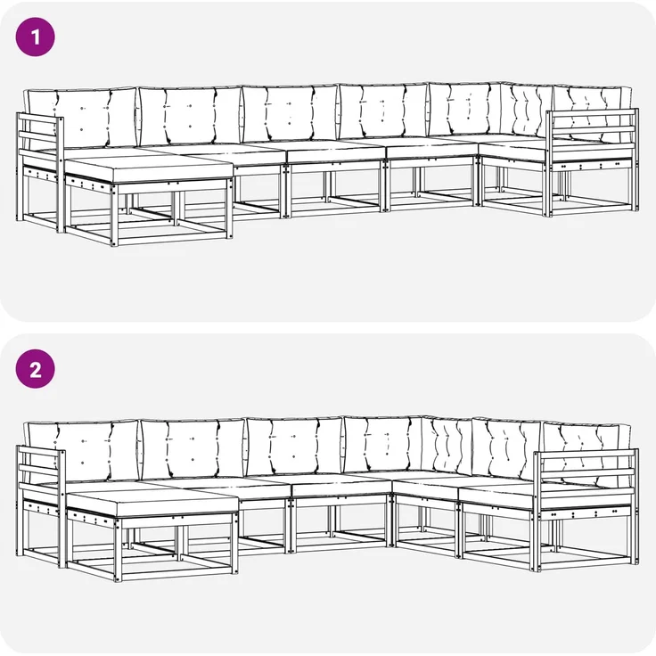 vidaXL Outdoor-Sofagarnitur 7 stk. 7-Sitzer Weiß und Anthrazit 3386746 – Bild 7