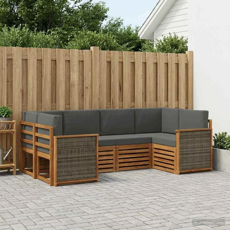 vidaXL Outdoor-Sofagarnitur 6 stk. 6-Sitzer Natur und Anthrazit 3384768 – Bild 1